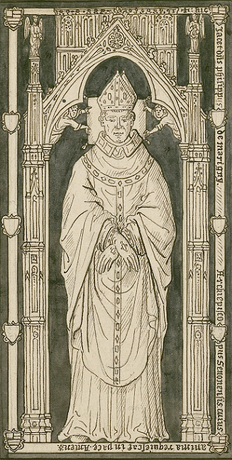 Pierre tombale de Philippe Le Portier de Marigny - en marbre noir et blanc